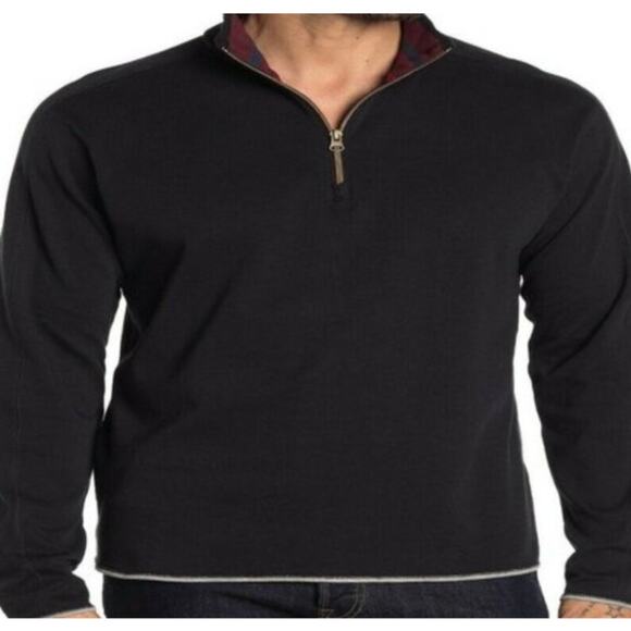 Robert Graham Sweater Mens Large Black Elliot Classic Fit 1/4 Zip Pullover - Picture 1 of 8